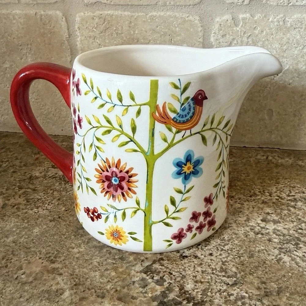 Bico‎ Red Spring Bird Ceramic Creamer Pitcher Scandinavian Dishwasher Safe